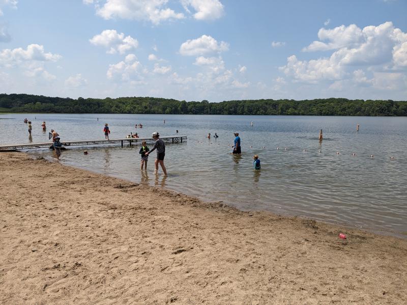 playing at the lake