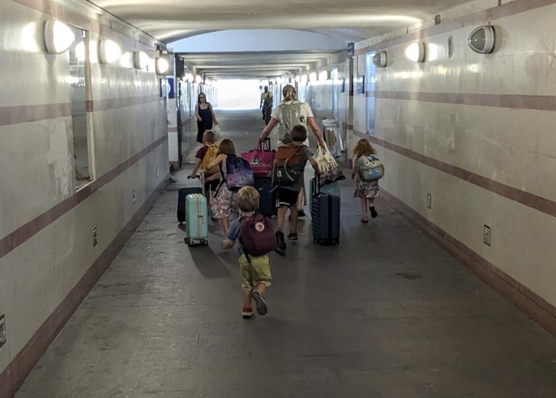 Running to the train to Pisa