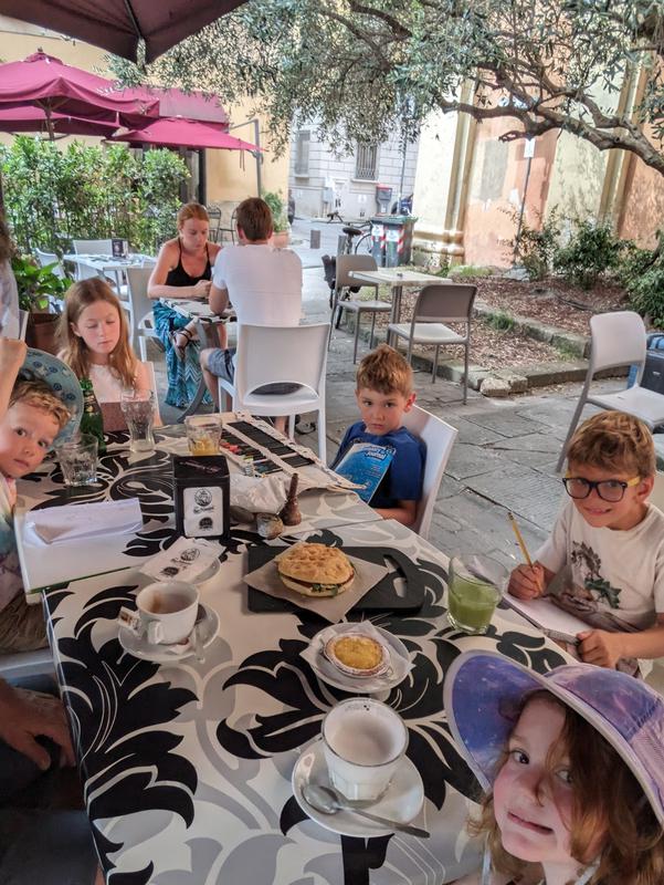 Cafe with Dan and kids