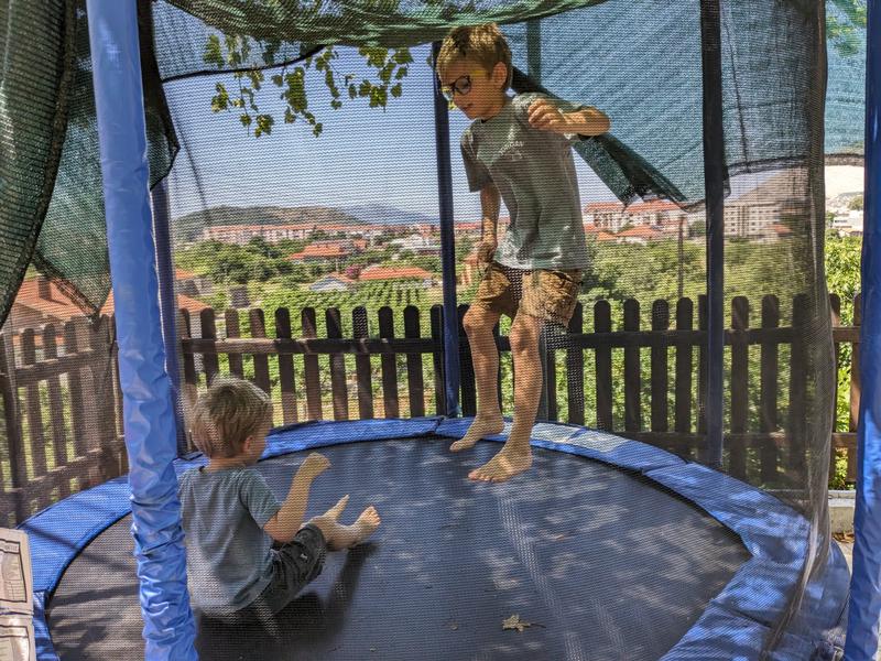 Kids occupying themselves at the winery