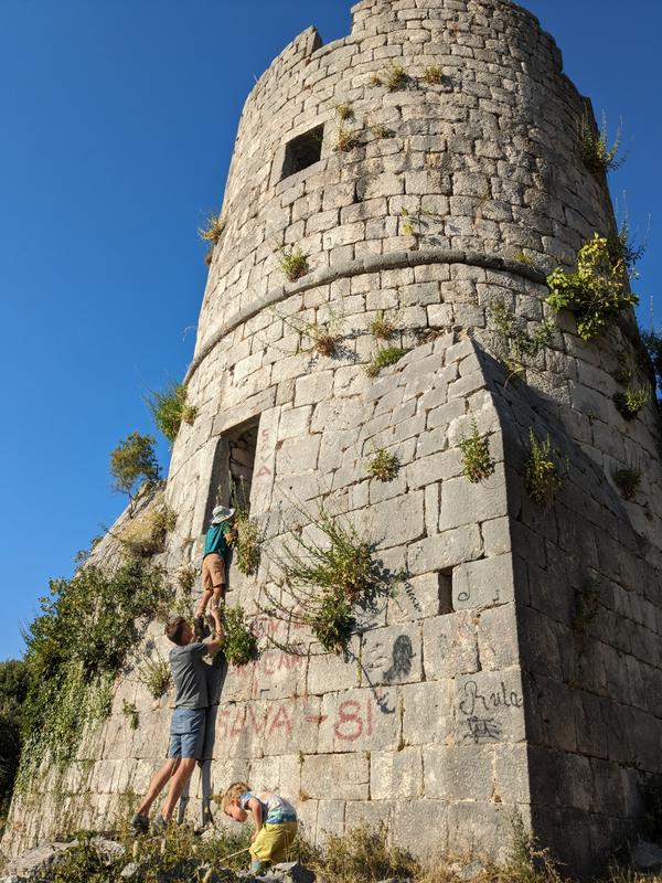 Storming the tower at sunset