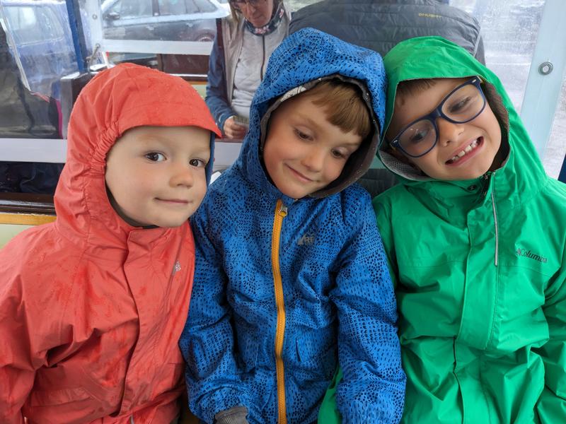 On the trolley going down to the cave