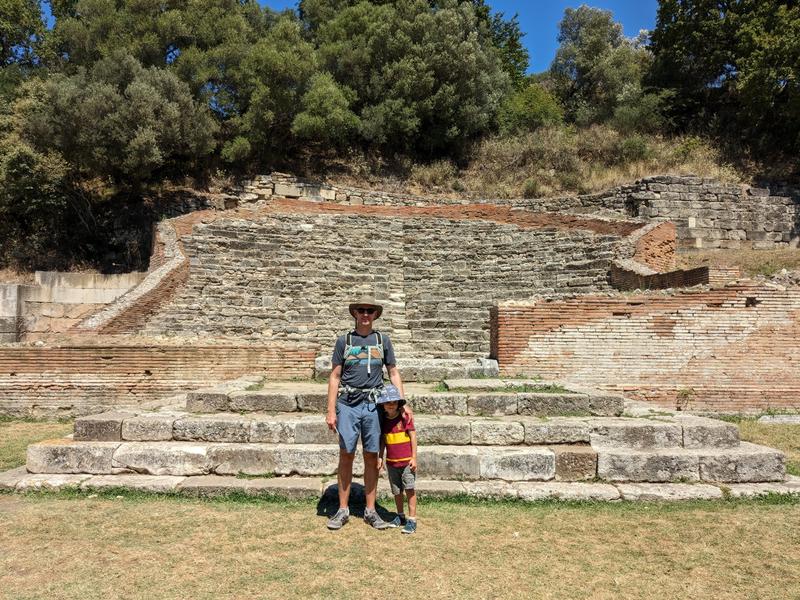 Dad and Sam in front of the Odeon