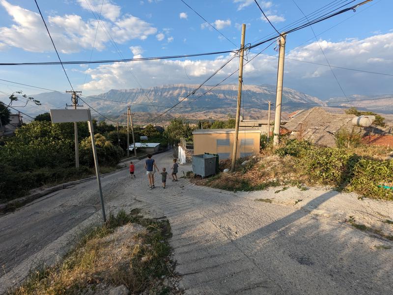 Walking back down the hill