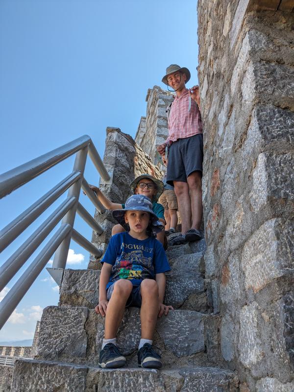 Coming down some steep steps