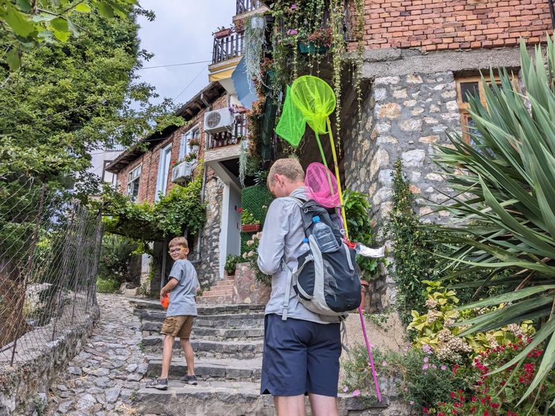 Dad with the nets guiding everyone home
