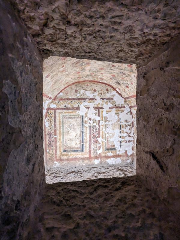 View of a fresco in a crypt