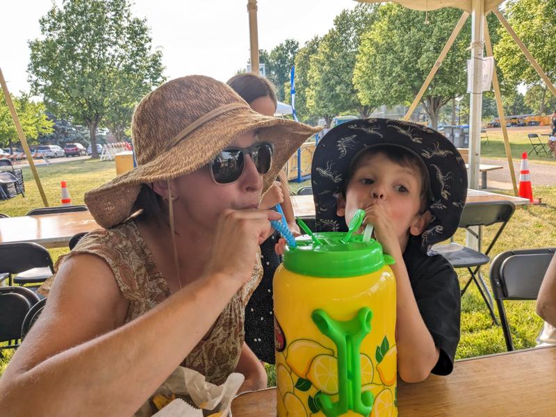 We bought two large lemonades for like 30 dollars each...and finished them both!  Look in later photos to see them reappear.