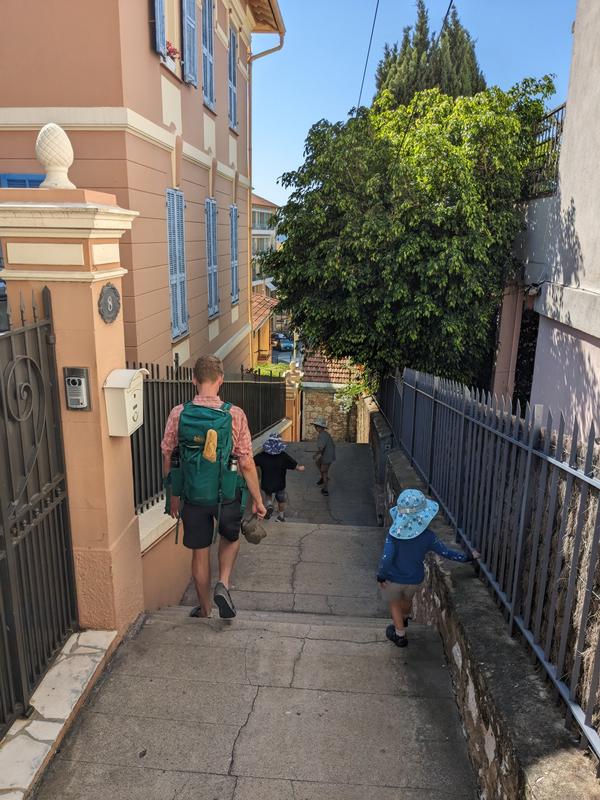 Walking down to Villefranche Sur Mer to catch the bus.
