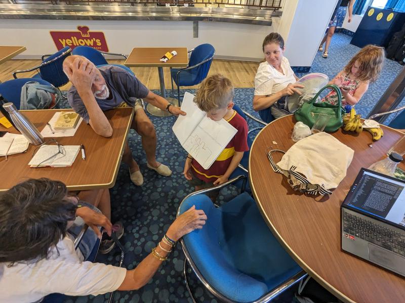 Sam showing off his art