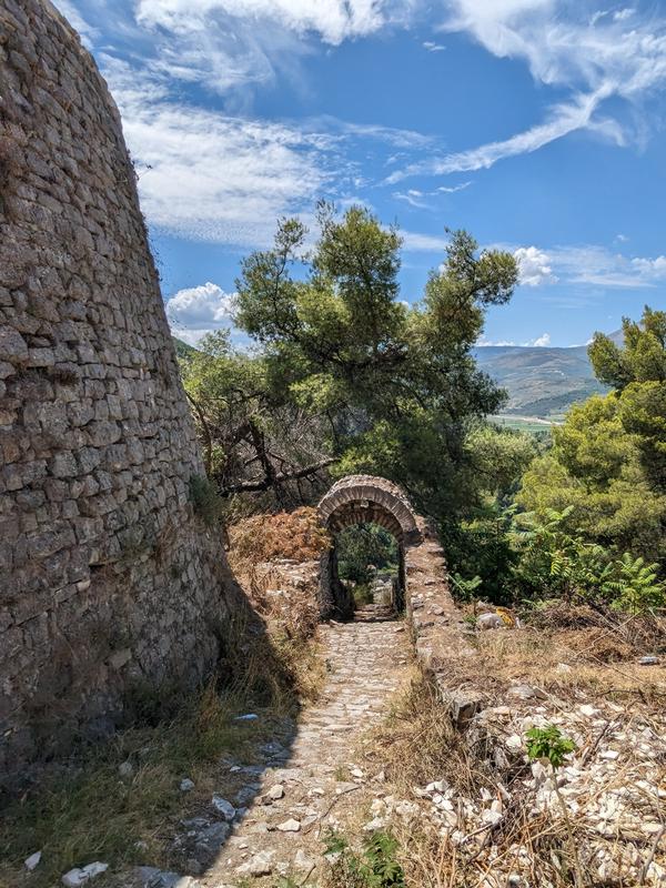 Free-standing arch down to town