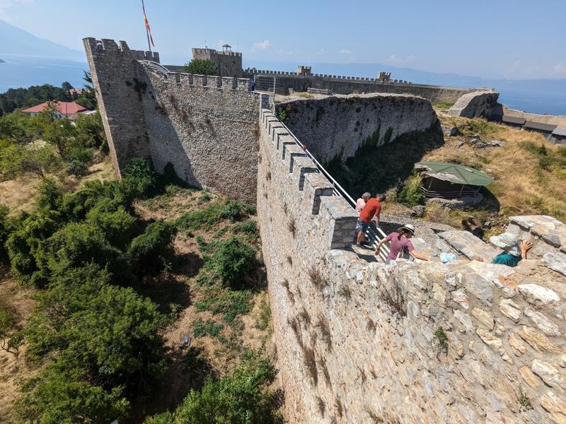 Mom and kids coming down