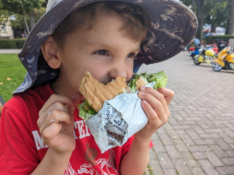 Sammy getting into his Gyro